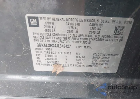 2018 GMC Terrain Denali из США, поврежденный, VIN 3GKALSEX4JL342427